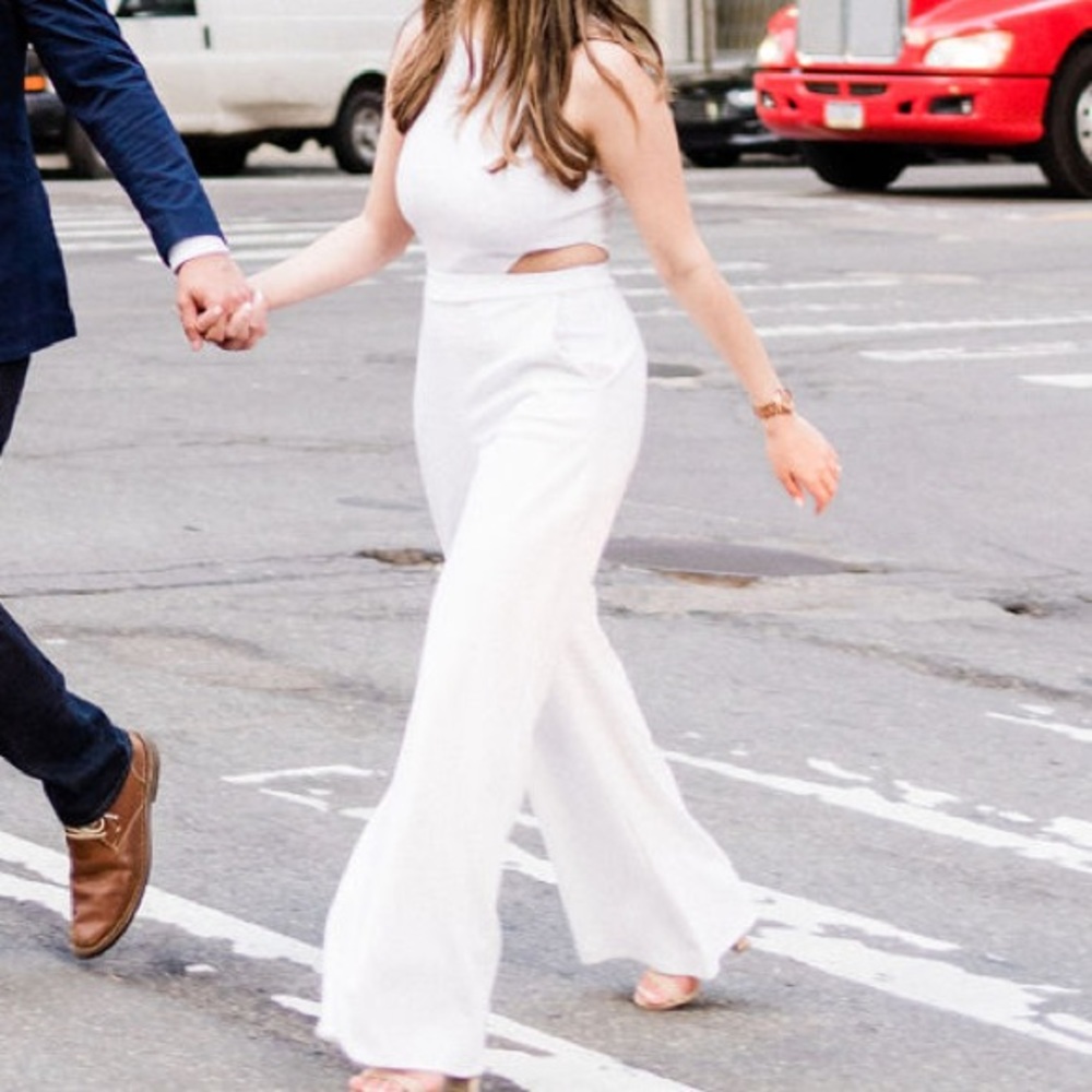 White side cut out jumpsuit (great for brides!)